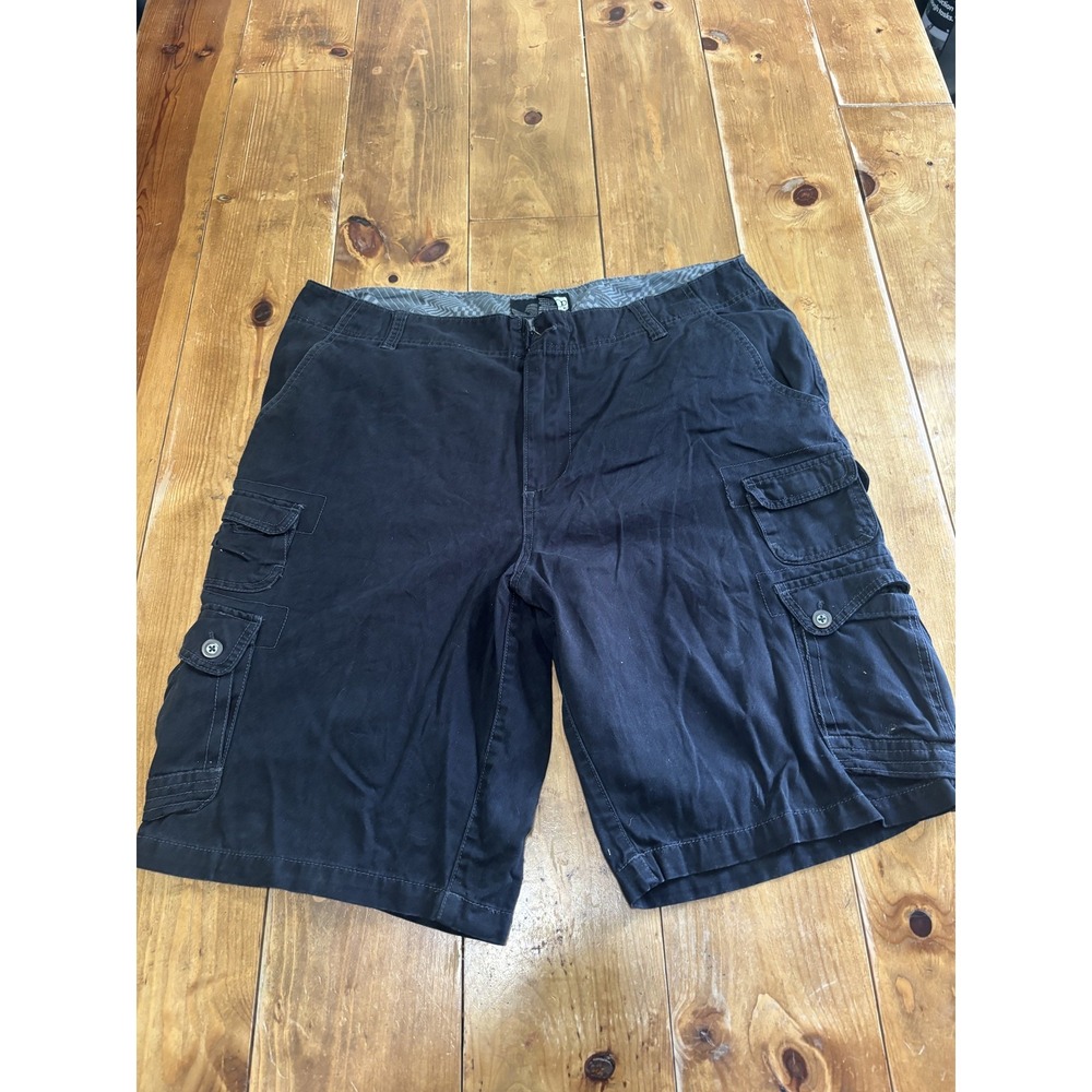 OP Ocean Pacific Men's Black Cargo‎ Shorts Size 40 Flat Front Cotton Casual